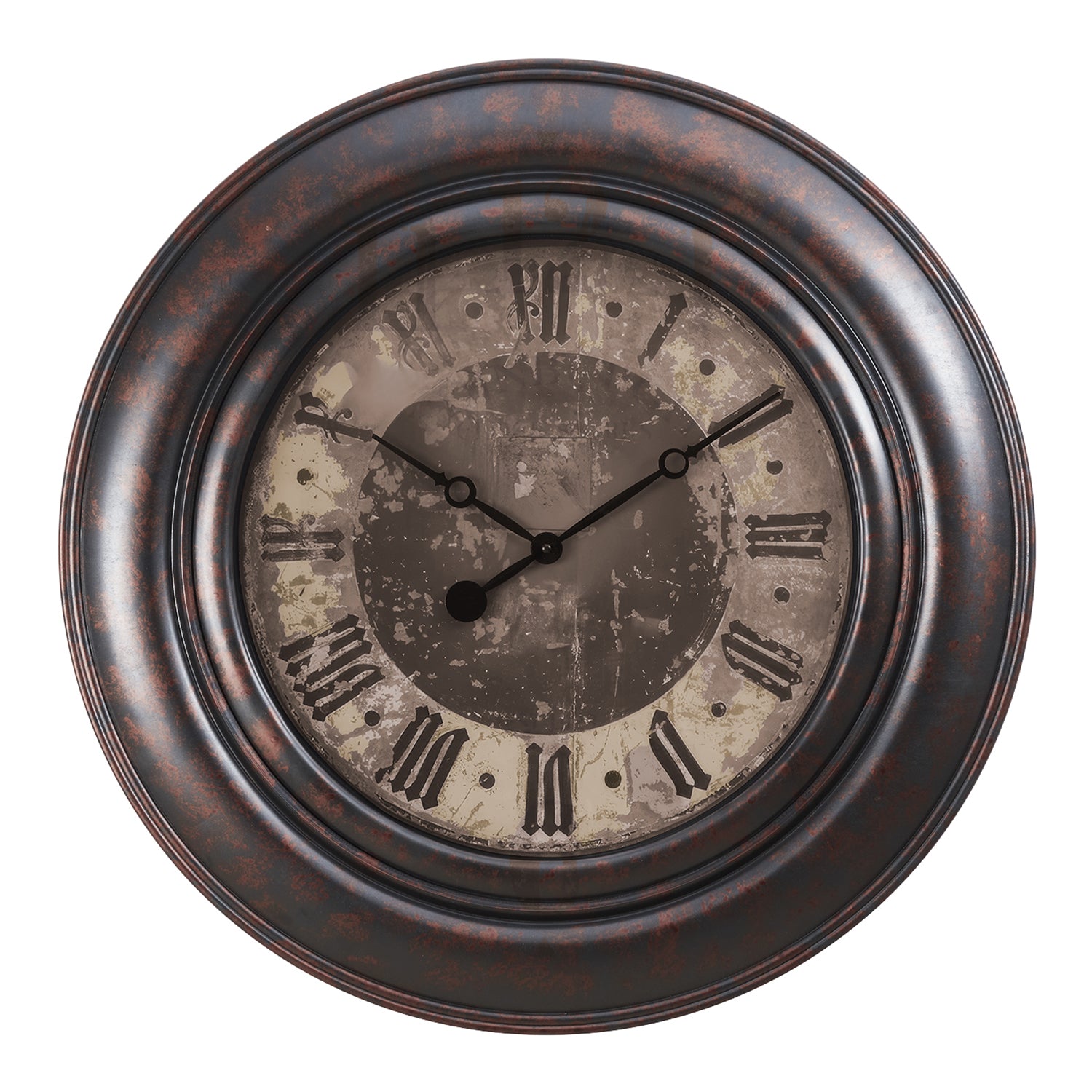 I 9027 - Horloge, 30" Rond, Surdimensionné Grand, Horloge Murale, Brun, Transitionnel - Simple Boutique