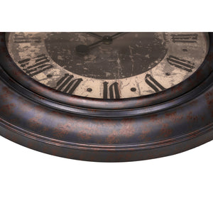 I 9027 - Horloge, 30" Rond, Surdimensionné Grand, Horloge Murale, Brun, Transitionnel - Simple Boutique