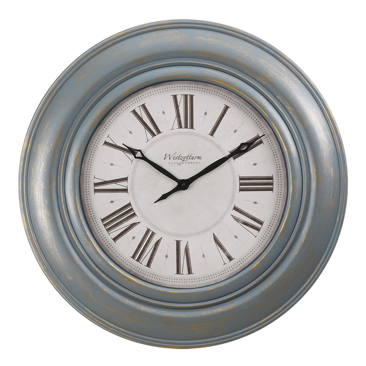 I 9028 - Horloge, 30" Rond, Surdimensionné Grand, Horloge Murale, Bleu Antique, Transitionnel" - Simple Boutique