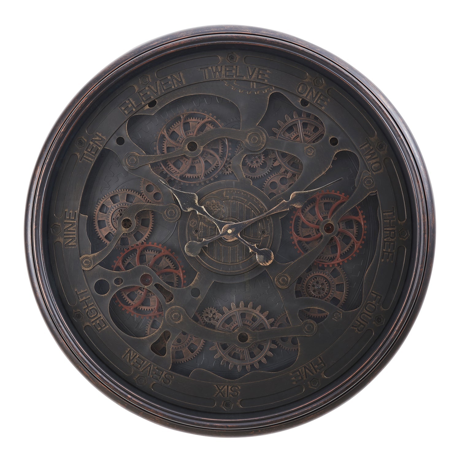 I 9029 - Horloge, 30" Rond, Mécanisme D'engrenage, Surdimensionné Grand, Horloge Murale, Noir, Transitionnel - Simple Boutique