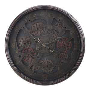 I 9029 - Horloge, 30" Rond, Mécanisme D'engrenage, Surdimensionné Grand, Horloge Murale, Noir, Transitionnel - Simple Boutique