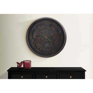 I 9029 - Horloge, 30" Rond, Mécanisme D'engrenage, Surdimensionné Grand, Horloge Murale, Noir, Transitionnel - Simple Boutique