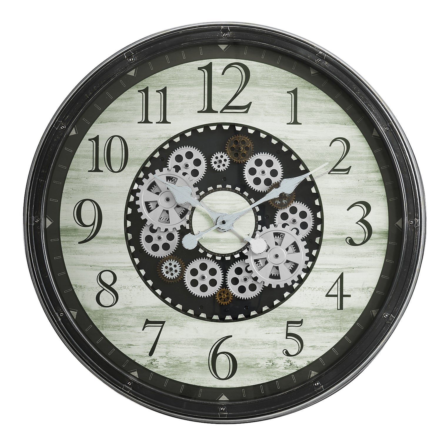 I 9030 - Horloge, 30" Rond, Mécanisme D'engrenage, Surdimensionné Grand, Horloge Murale, Brun, Transitionnel - Simple Boutique