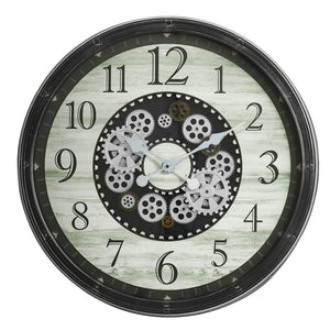 I 9030 - Horloge, 30" Rond, Mécanisme D'engrenage, Surdimensionné Grand, Horloge Murale, Brun, Transitionnel - Simple Boutique