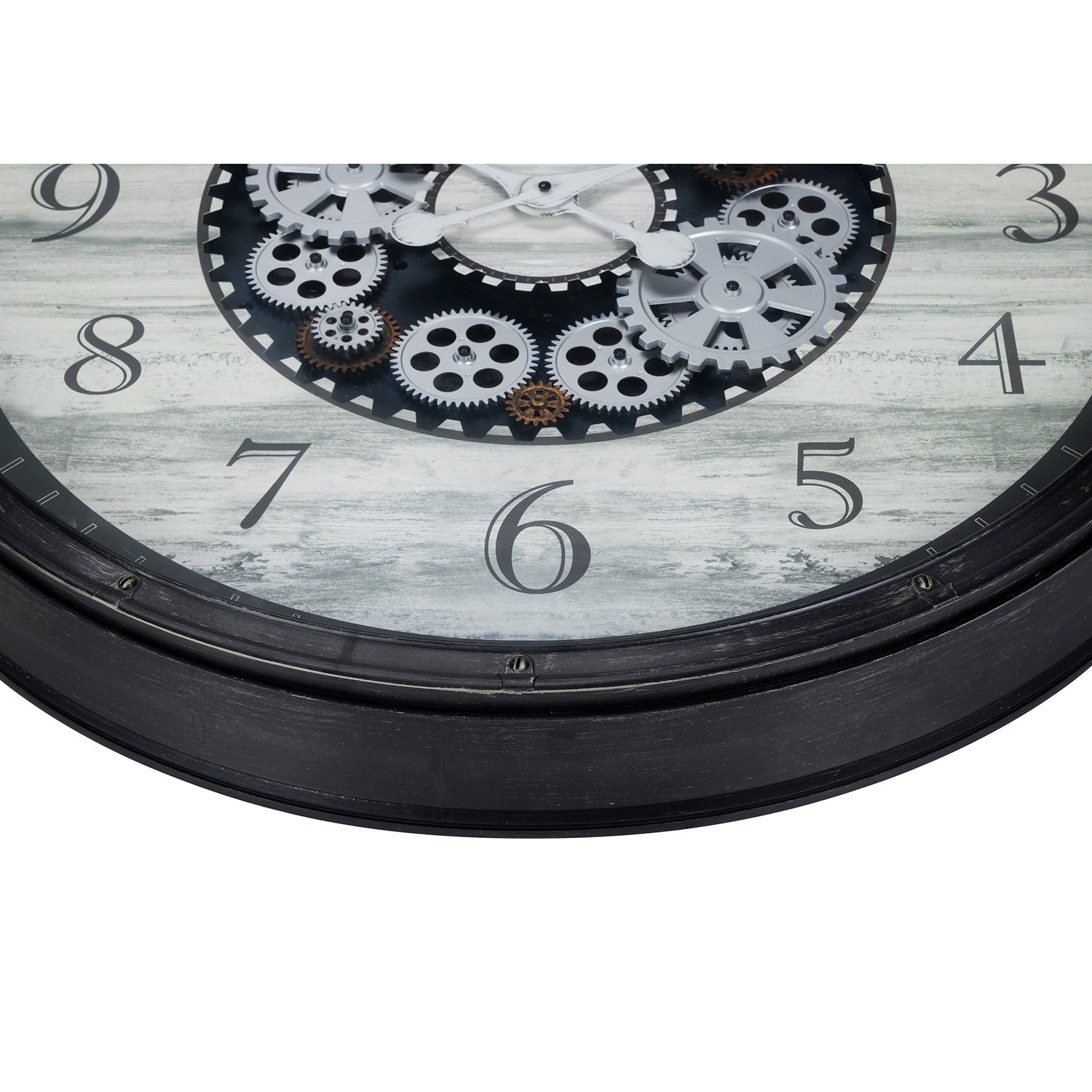 I 9030 - Horloge, 30" Rond, Mécanisme D'engrenage, Surdimensionné Grand, Horloge Murale, Brun, Transitionnel - Simple Boutique