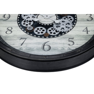 I 9030 - Horloge, 30" Rond, Mécanisme D'engrenage, Surdimensionné Grand, Horloge Murale, Brun, Transitionnel - Simple Boutique