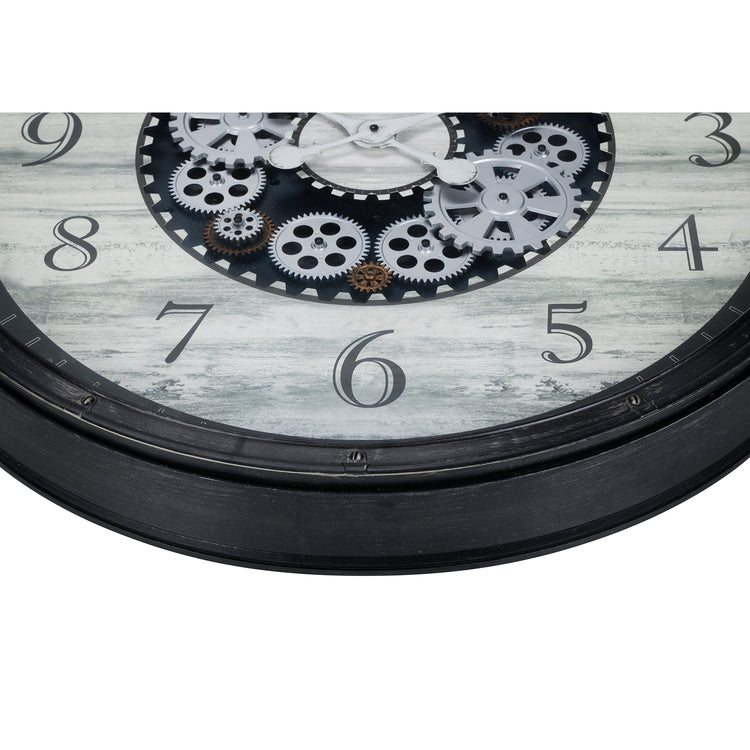 I 9030 - Horloge, 30" Rond, Mécanisme D'engrenage, Surdimensionné Grand, Horloge Murale, Brun, Transitionnel - Simple Boutique