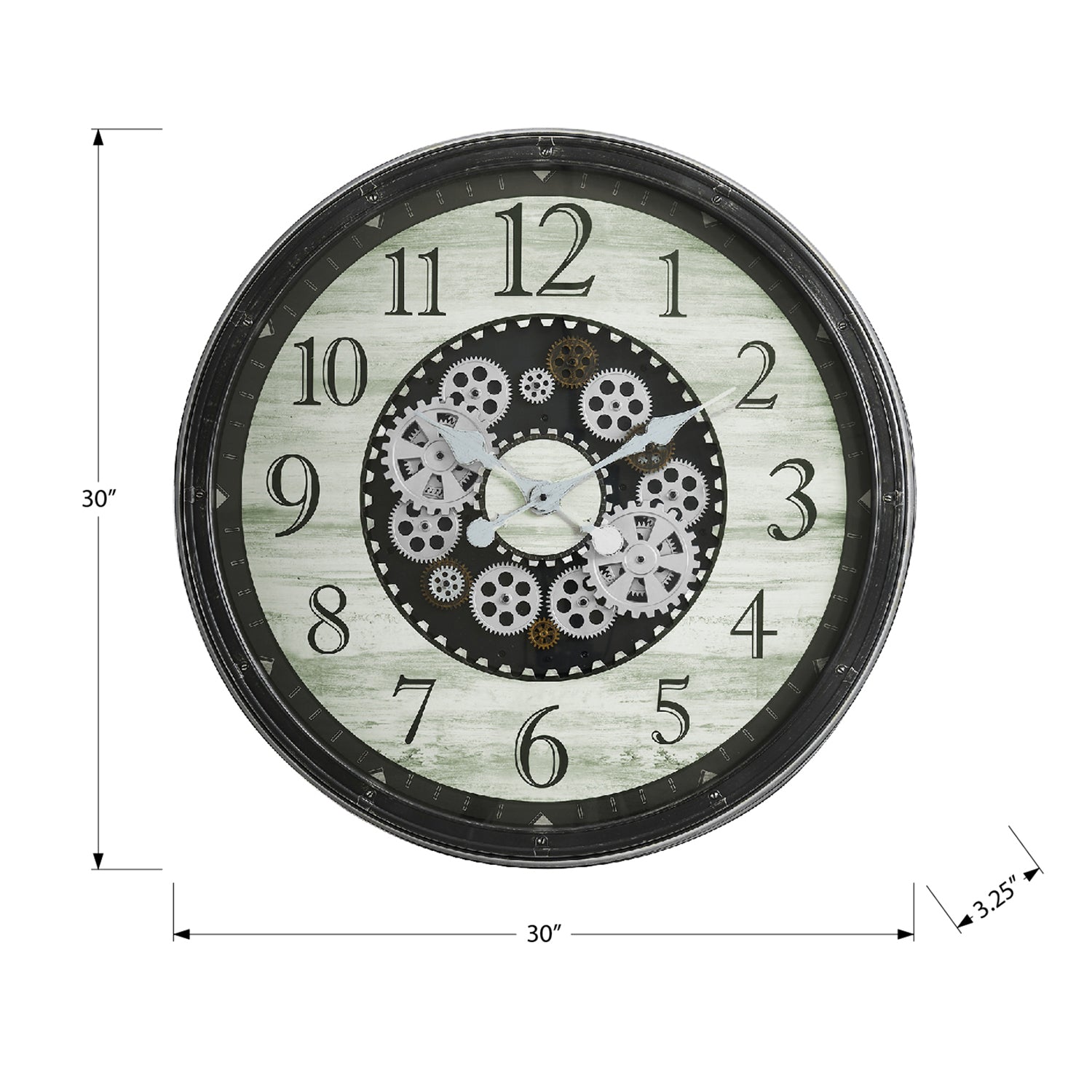 I 9030 - Horloge, 30" Rond, Mécanisme D'engrenage, Surdimensionné Grand, Horloge Murale, Brun, Transitionnel - Simple Boutique