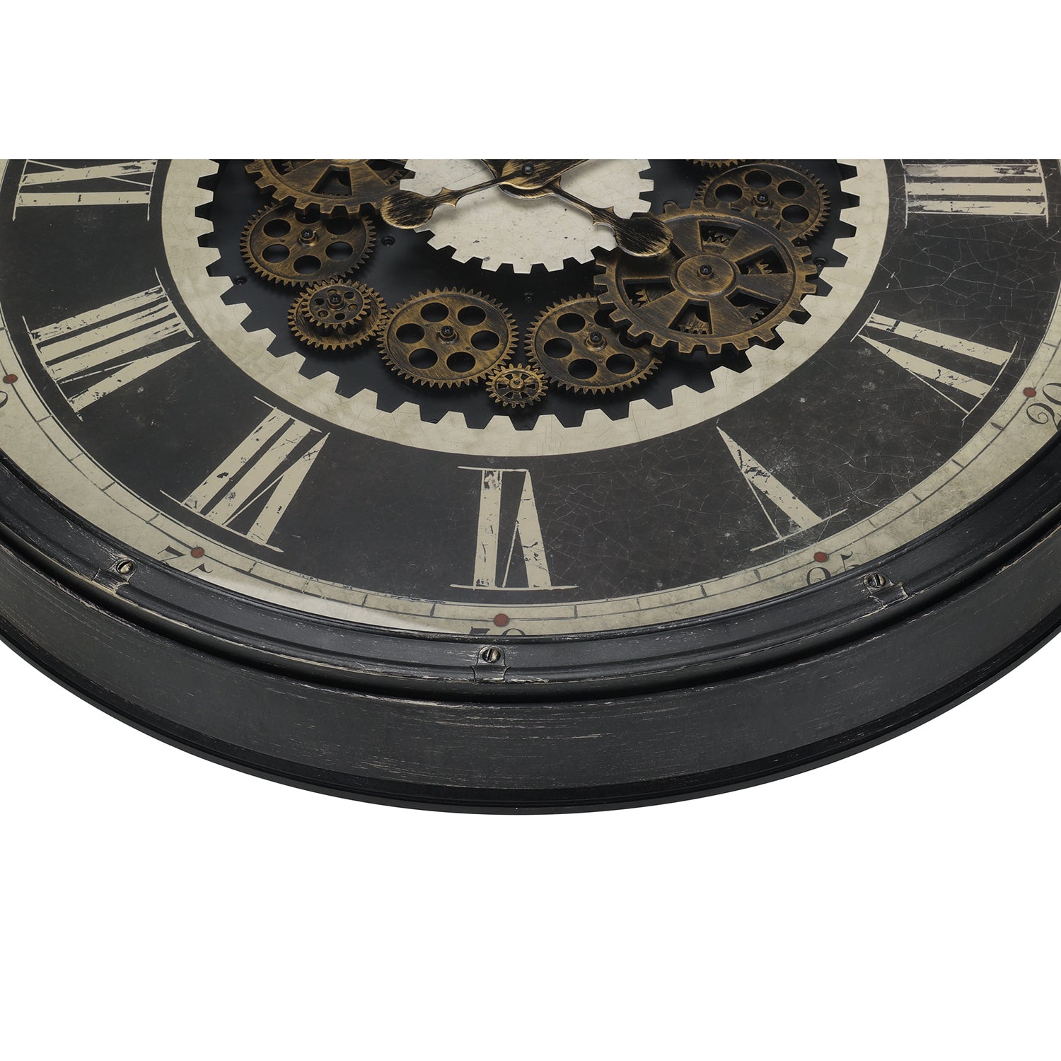 I 9031 - Horloge, 30" Rond, Mécanisme D'engrenage, Surdimensionné Grand, Horloge Murale, Brun, Transitionnel - Simple Boutique
