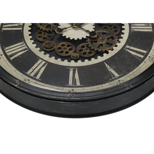 I 9031 - Horloge, 30" Rond, Mécanisme D'engrenage, Surdimensionné Grand, Horloge Murale, Brun, Transitionnel - Simple Boutique