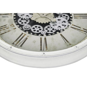 I 9033 - Horloge, 30" Rond, Mécanisme D'engrenage, Surdimensionné Grand, Horloge Murale, Blanc, Transitionnel - Simple Boutique