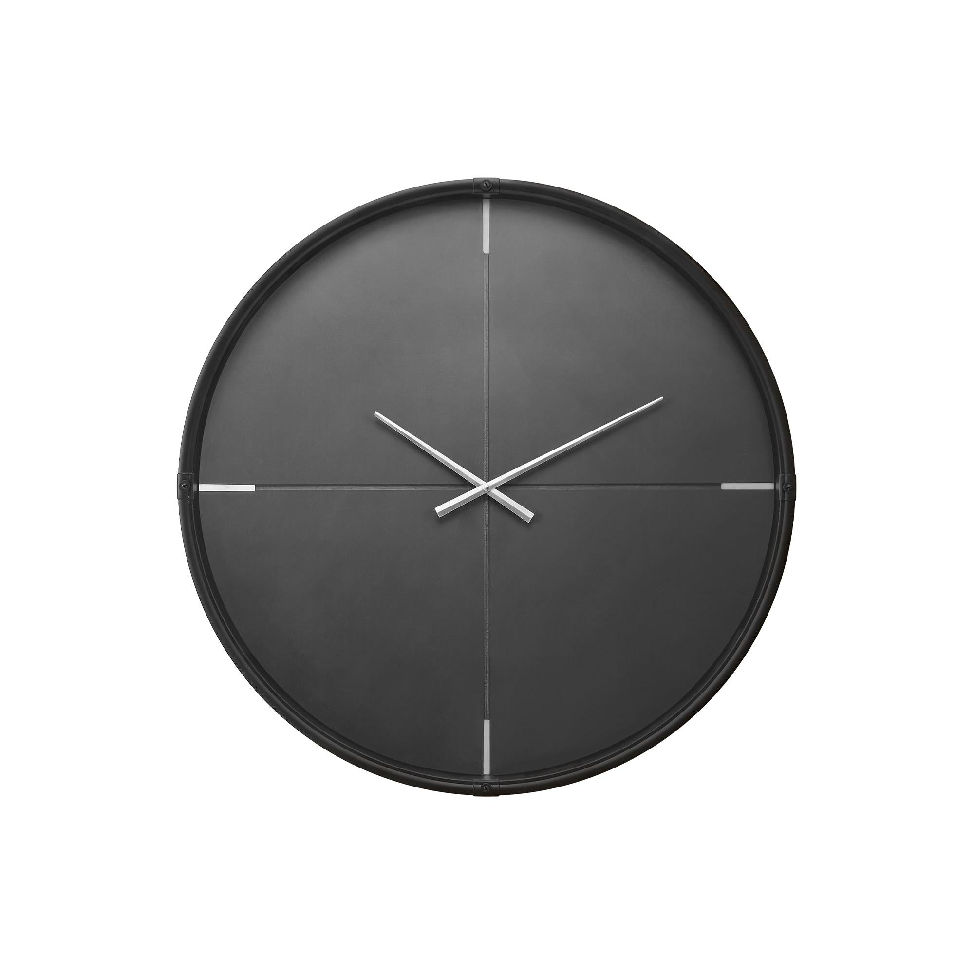 I 9035 - Horloge, 30'' Rond, Surdimensionné Grand, Horloge Murale, Noir, Contemporain, Moderne - Simple Boutique