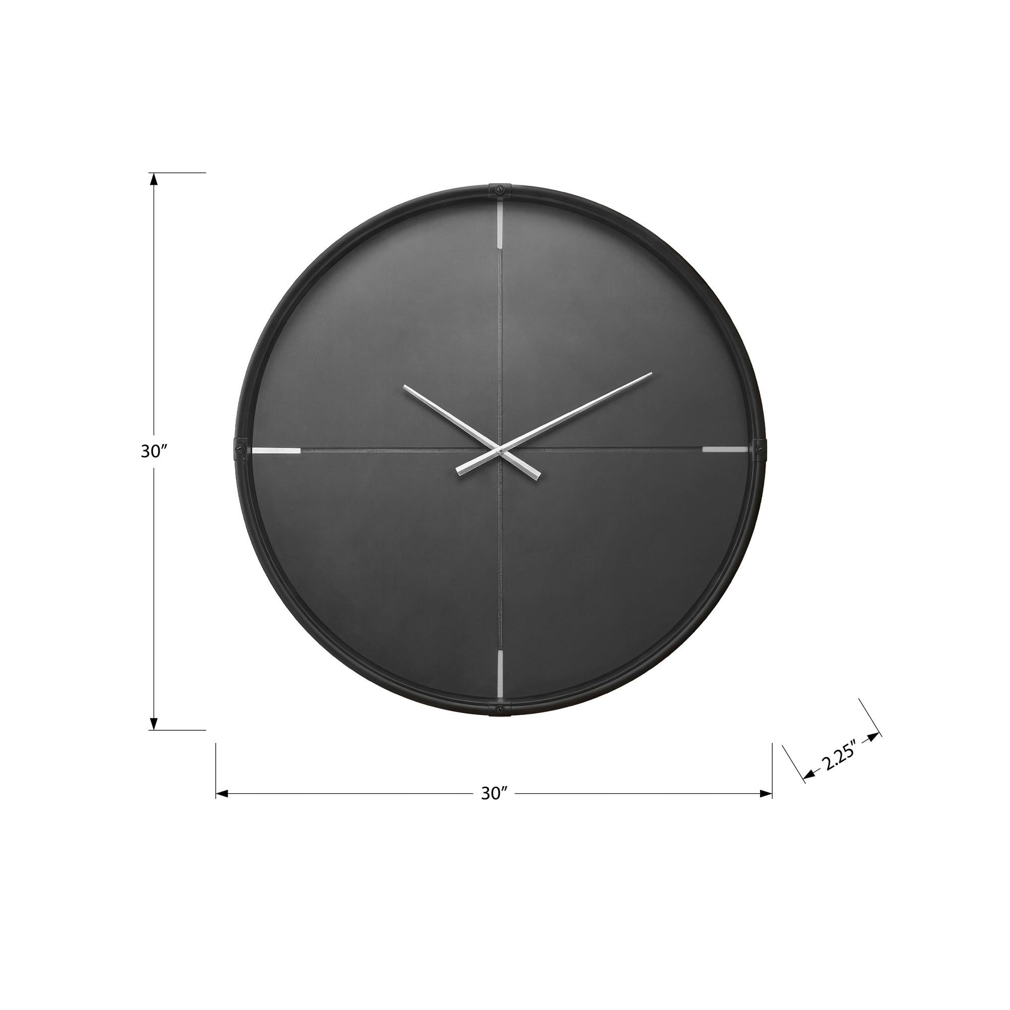 I 9035 - Horloge, 30'' Rond, Surdimensionné Grand, Horloge Murale, Noir, Contemporain, Moderne - Simple Boutique