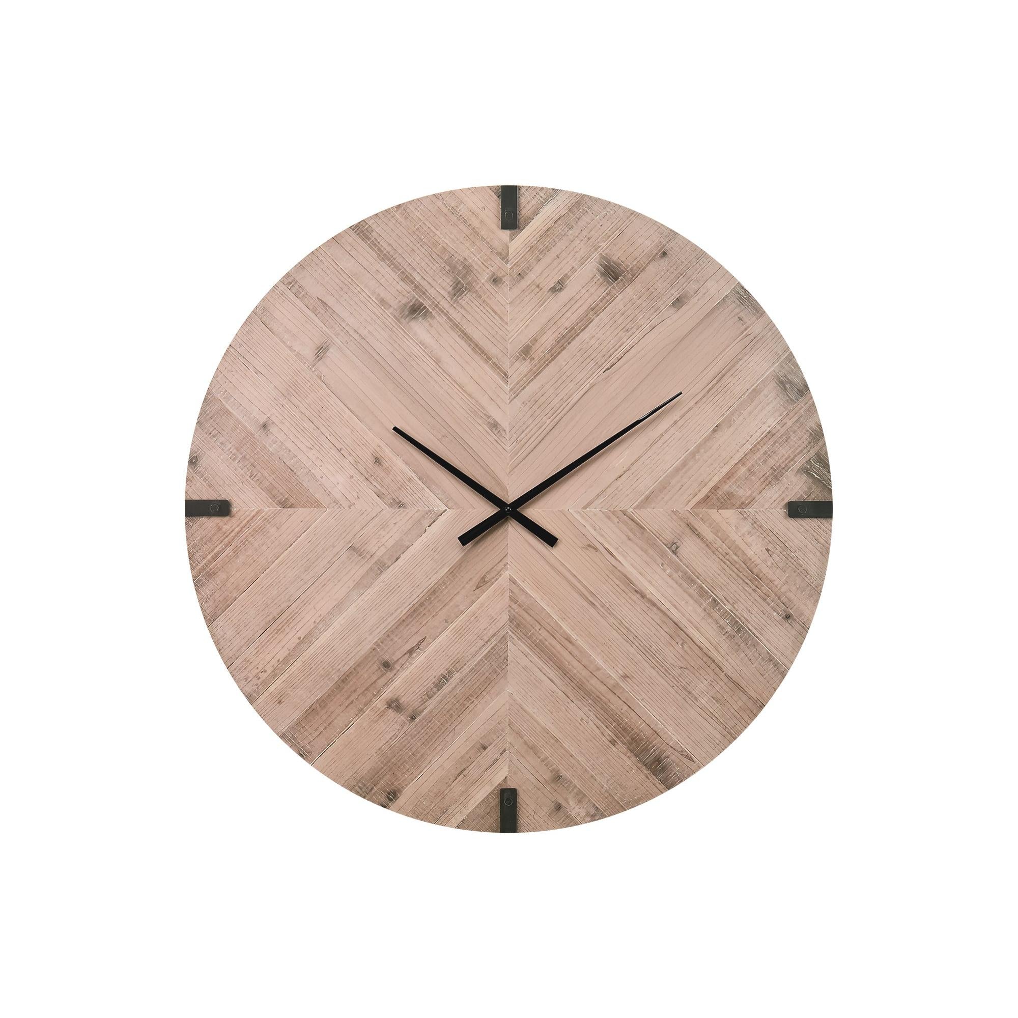 I 9037 - Horloge, 30'' Rond, Surdimensionné Grand, Horloge Murale, Brun, Contemporain, Moderne - Simple Boutique