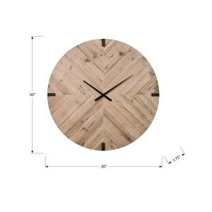 I 9037 - Horloge, 30'' Rond, Surdimensionné Grand, Horloge Murale, Brun, Contemporain, Moderne - Simple Boutique
