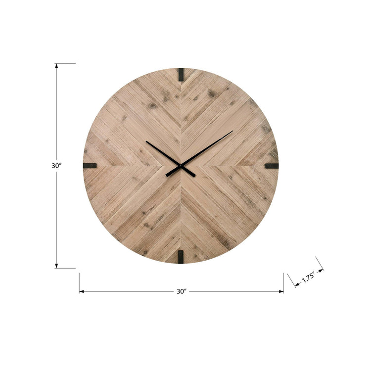 I 9037 - Horloge, 30'' Rond, Surdimensionné Grand, Horloge Murale, Brun, Contemporain, Moderne - Simple Boutique