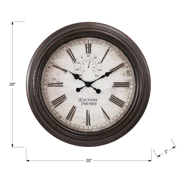 I 9040 - Horloge, 20" Rond, Horloge Murale, Brun, Transitionnel - Simple Boutique
