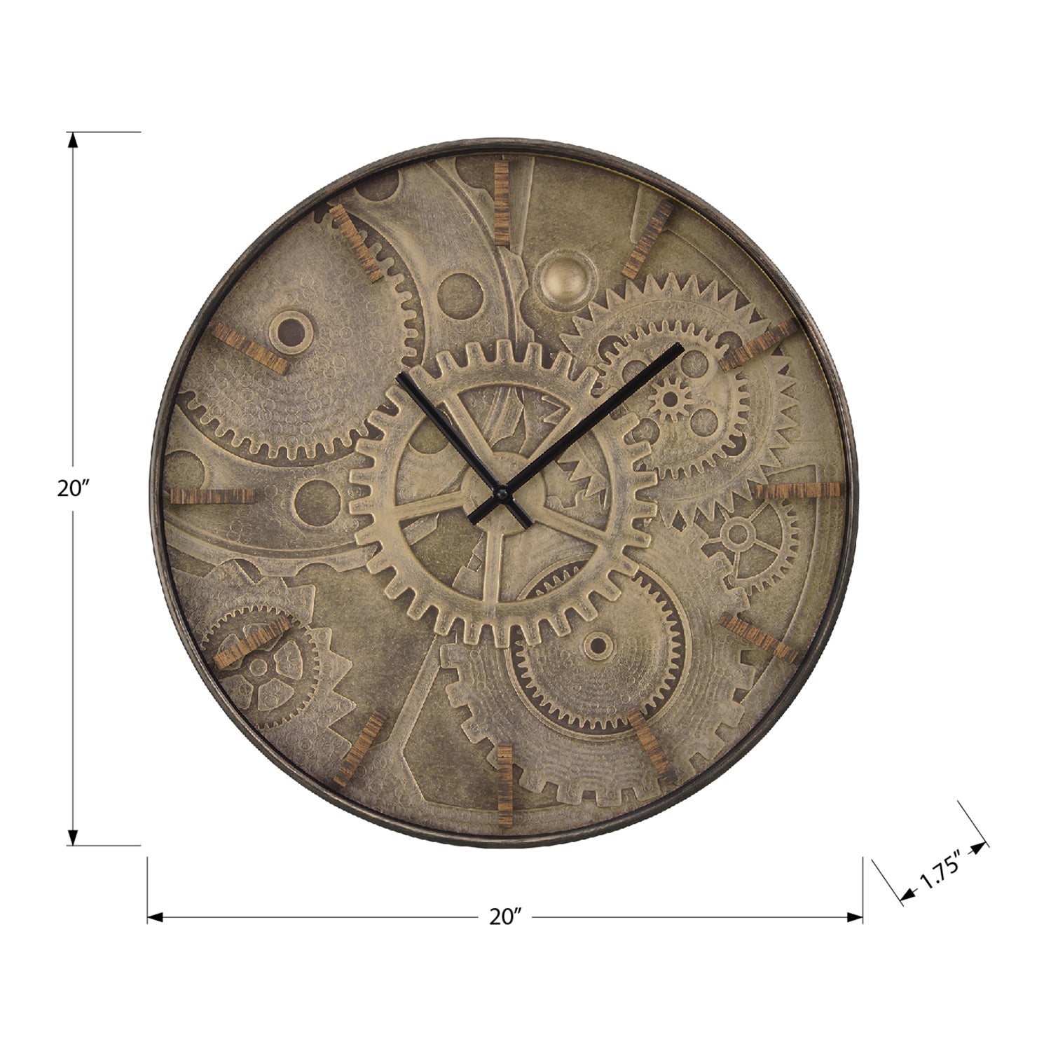 I 9041 - Horloge, 20" Rond, Horloge Murale, Brun, Transitionnel - Simple Boutique
