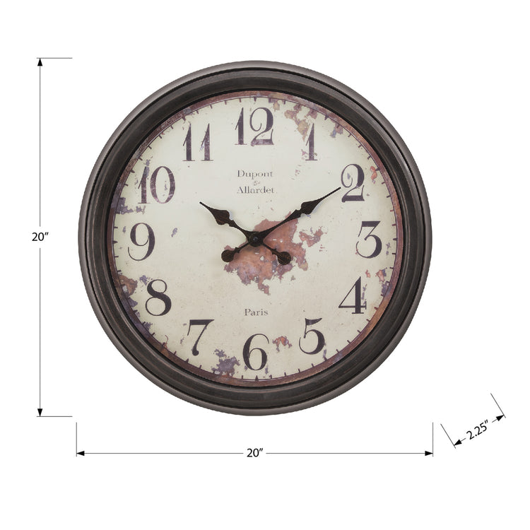 I 9042 - Horloge, 20" Rond, Horloge Murale, Brun, Transitionnel - Simple Boutique