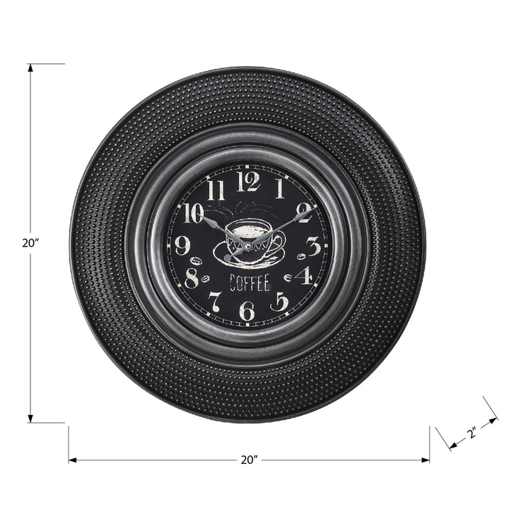 I 9044 - Horloge, 20" Rond, Gris Charbon, Transitionnel - Simple Boutique