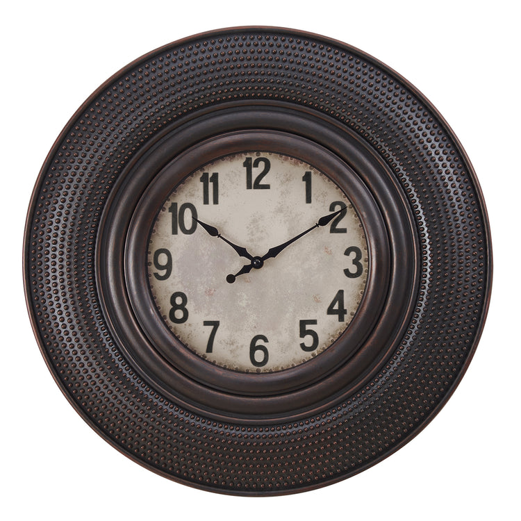 I 9045 - Horloge, 20" Rond, Horloge Murale, Brun Antique, Transitionnel - Simple Boutique
