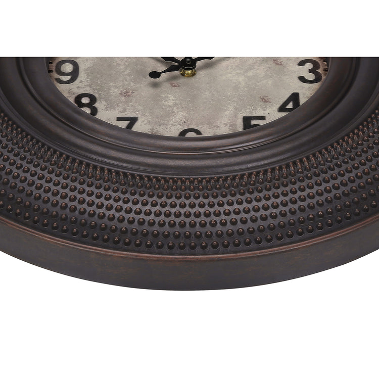 I 9045 - Horloge, 20" Rond, Horloge Murale, Brun Antique, Transitionnel - Simple Boutique
