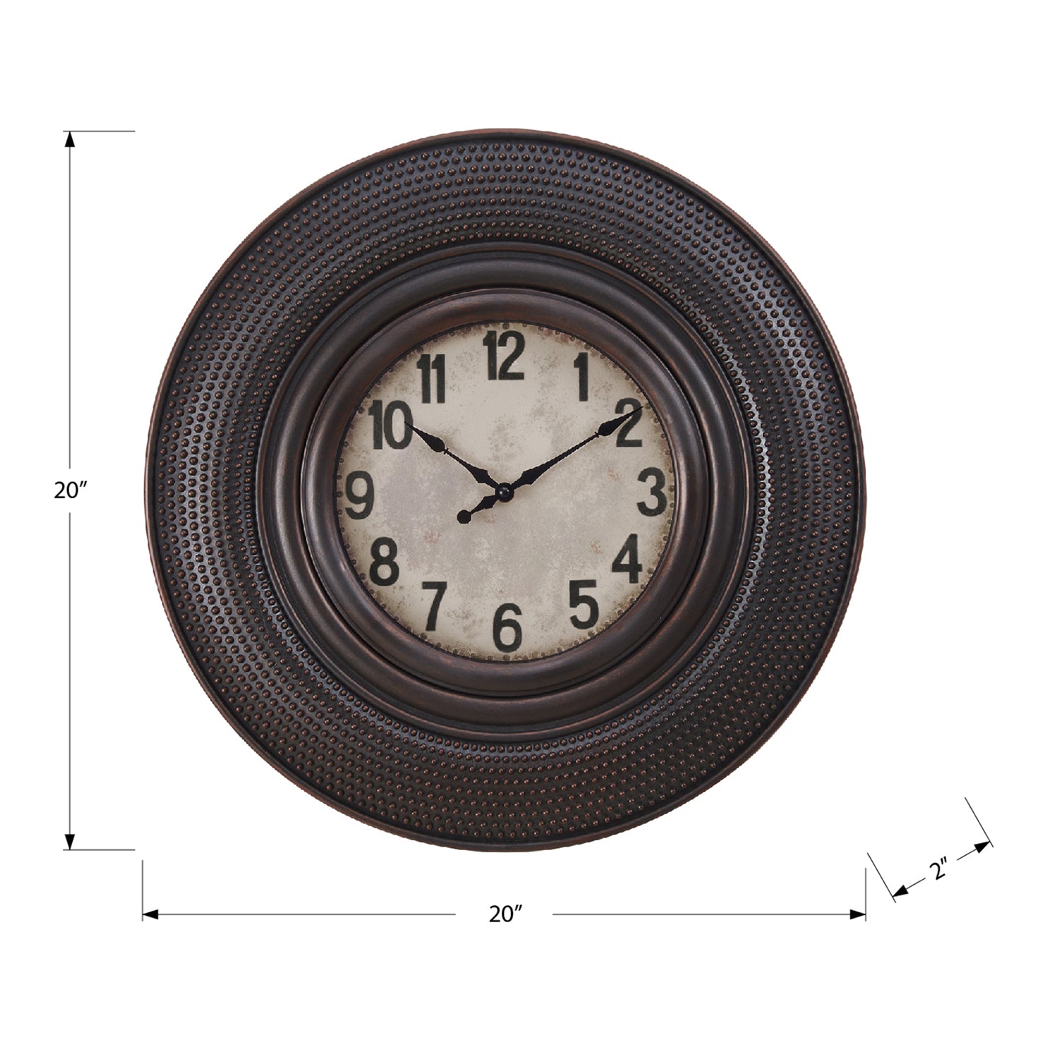 I 9045 - Horloge, 20" Rond, Horloge Murale, Brun Antique, Transitionnel - Simple Boutique