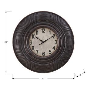 I 9045 - Horloge, 20" Rond, Horloge Murale, Brun Antique, Transitionnel - Simple Boutique