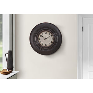 I 9045 - Horloge, 20" Rond, Horloge Murale, Brun Antique, Transitionnel - Simple Boutique