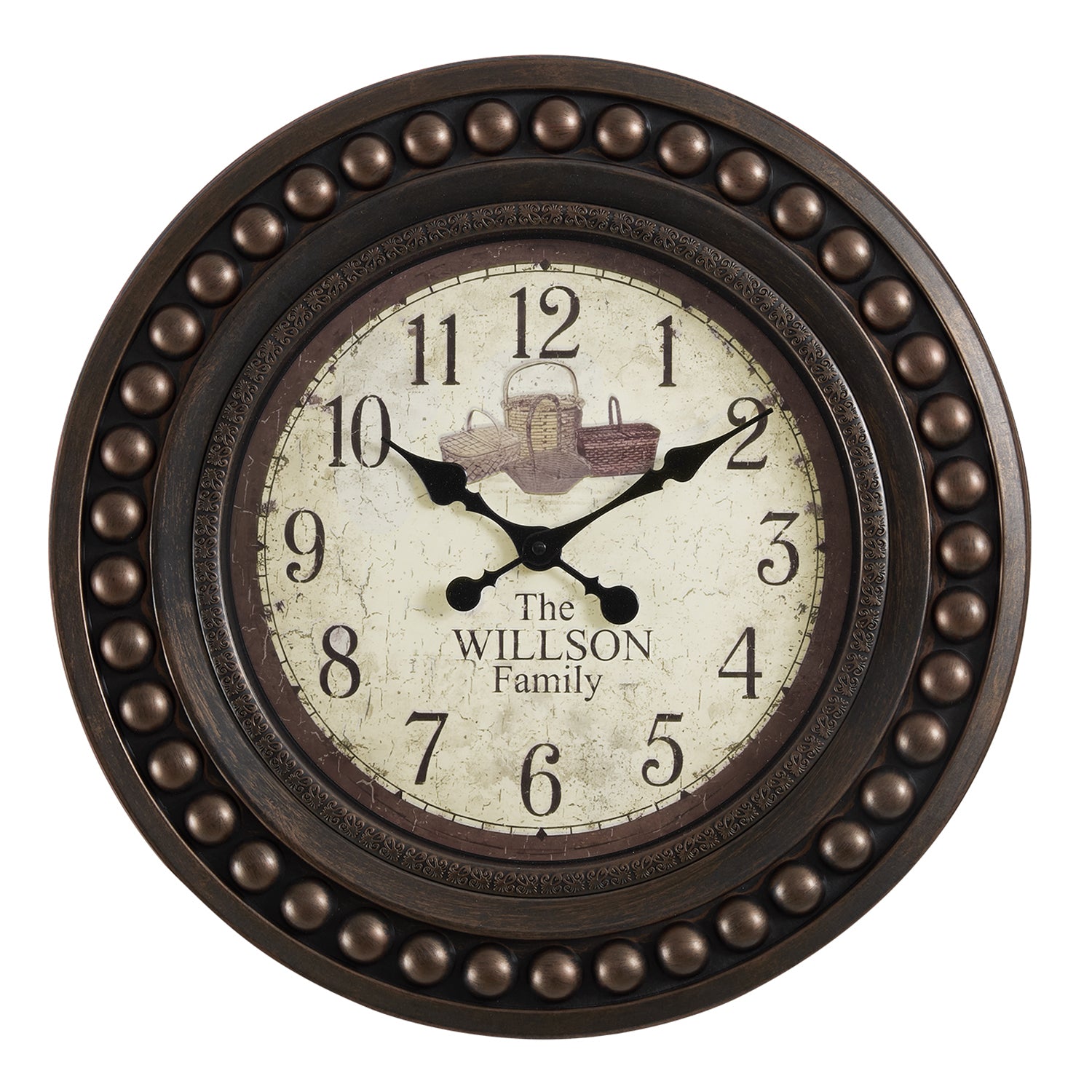 I 9046 - Horloge, 20" Rond, Horloge Murale, Brun Antique, Transitionnel - Simple Boutique
