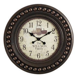 I 9046 - Horloge, 20" Rond, Horloge Murale, Brun Antique, Transitionnel - Simple Boutique