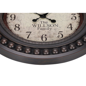 I 9046 - Horloge, 20" Rond, Horloge Murale, Brun Antique, Transitionnel - Simple Boutique
