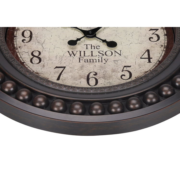 I 9046 - Horloge, 20" Rond, Horloge Murale, Brun Antique, Transitionnel - Simple Boutique