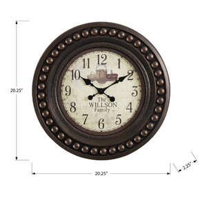 I 9046 - Horloge, 20" Rond, Horloge Murale, Brun Antique, Transitionnel - Simple Boutique
