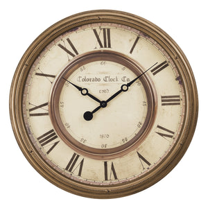 I 9047 - Horloge, 20" Rond, Horloge Murale, Brun Antique, Transitionnel - Simple Boutique
