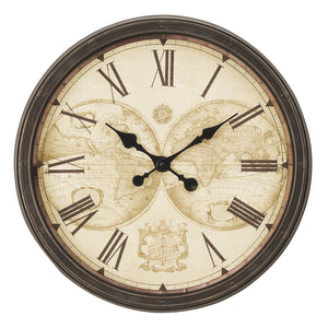I 9048 - Horloge, 20" Rond, Horloge Murale, Brun Antique, Transitionnel - Simple Boutique