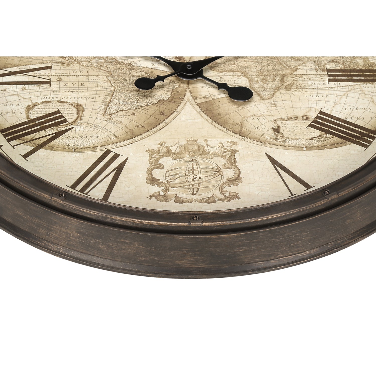 I 9048 - Horloge, 20" Rond, Horloge Murale, Brun Antique, Transitionnel - Simple Boutique