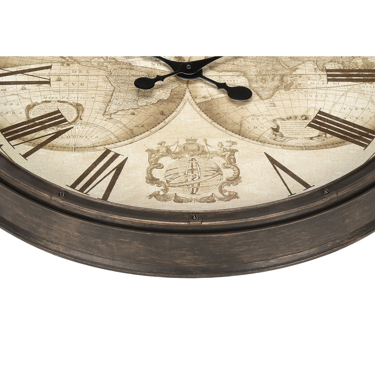 I 9048 - Horloge, 20" Rond, Horloge Murale, Brun Antique, Transitionnel - Simple Boutique