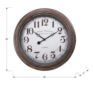 I 9049 - Horloge, 20" Rond, Horloge Murale, Brun Antique, Transitionnel - Simple Boutique
