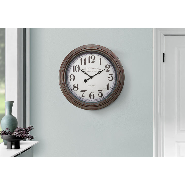I 9049 - Horloge, 20" Rond, Horloge Murale, Brun Antique, Transitionnel - Simple Boutique