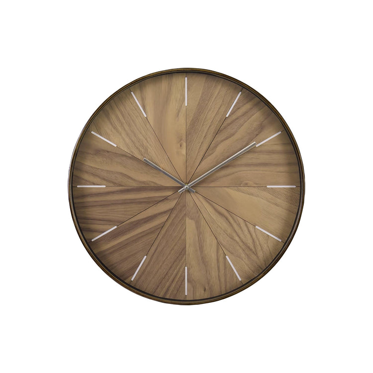 I 9051 - Horloge, 20'' Rond, Horloge Murale, Visage Marron Clair, Cadre Brun, Contemporain, Moderne - Simple Boutique