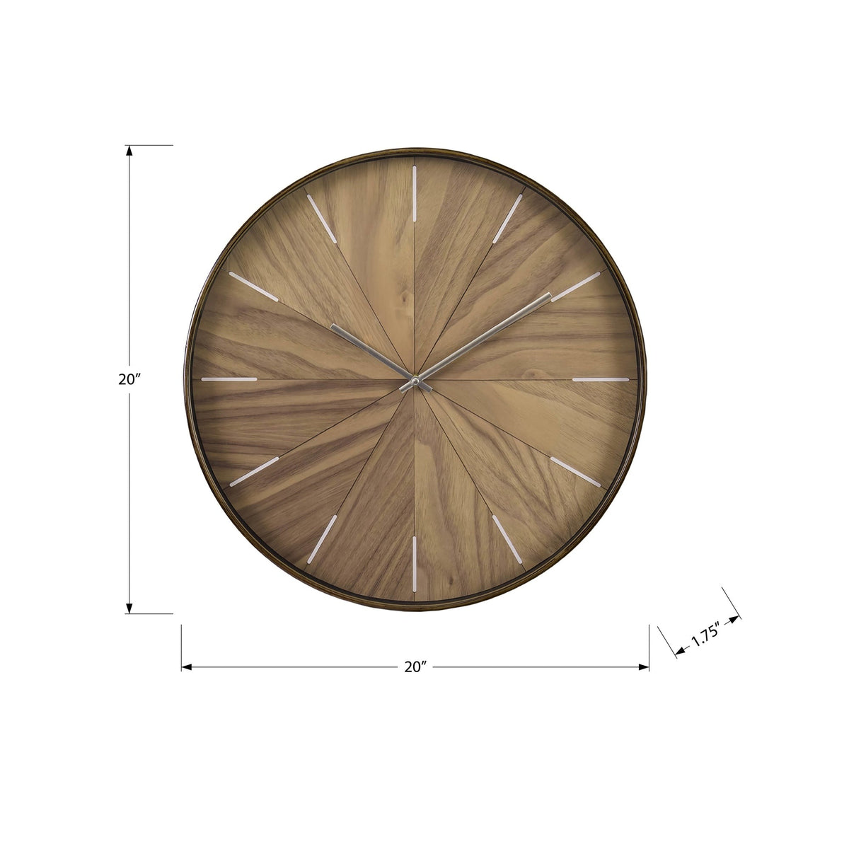 Monarch Specialties I 9051 - Horloge, 20'' Rond, Horloge Murale, Visage Marron Clair, Cadre Brun, Contemporain, Moderne - Simple Boutique
