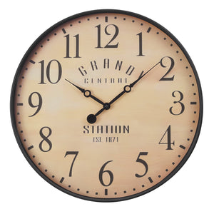 I 9053 - Horloge, 20" Rond, Horloge Murale, Brun Antique, Transitionnel - Simple Boutique