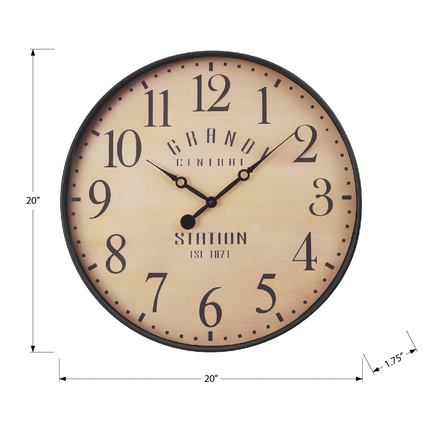 I 9053 - Horloge, 20" Rond, Horloge Murale, Brun Antique, Transitionnel - Simple Boutique
