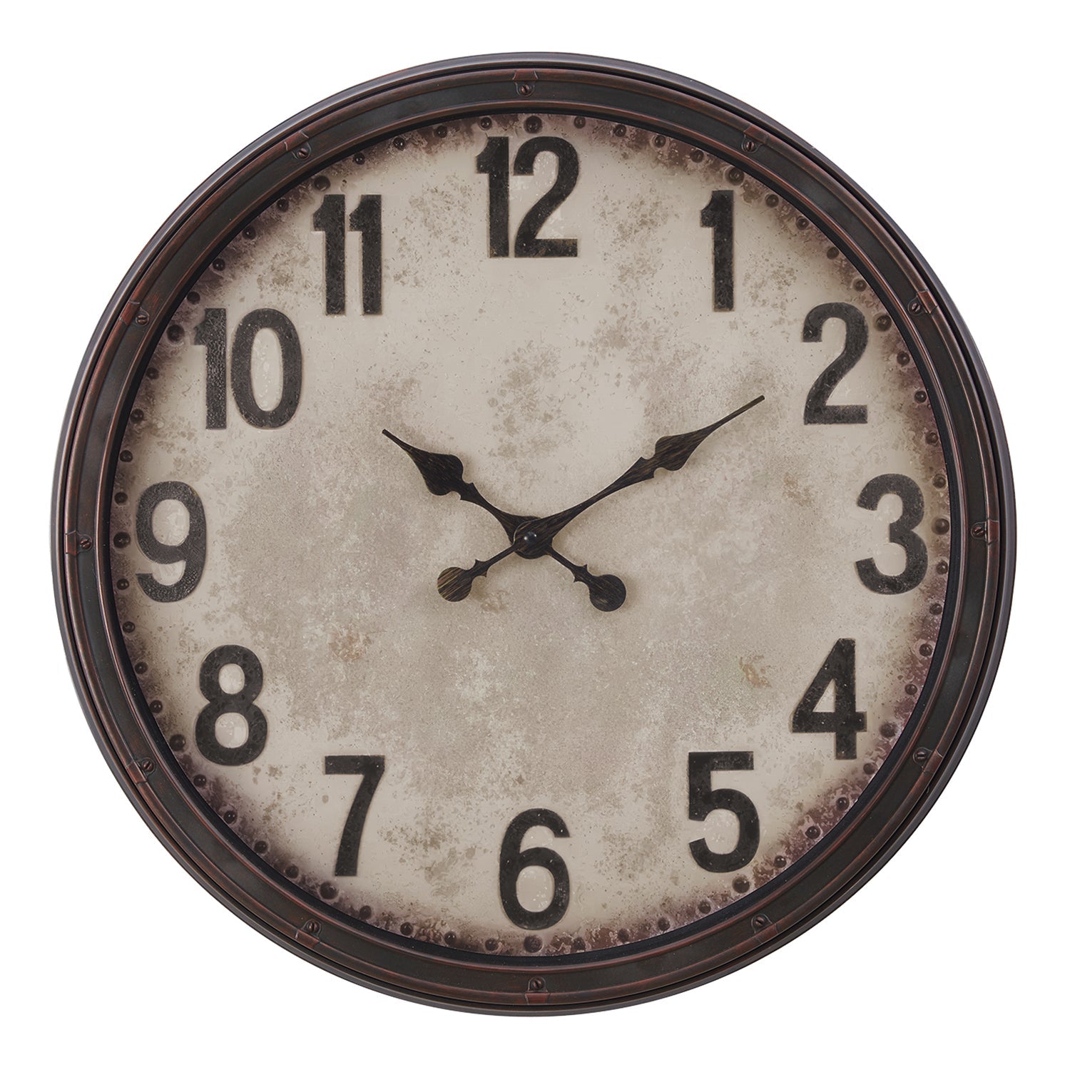 I 9054 - Horloge, 20" Rond, Horloge Murale, Brun Antique, Transitionnel - Simple Boutique