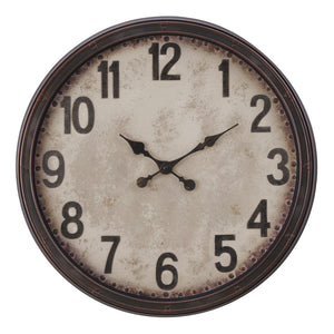 I 9054 - Horloge, 20" Rond, Horloge Murale, Brun Antique, Transitionnel - Simple Boutique