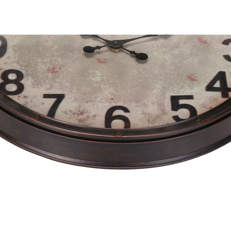 I 9054 - Horloge, 20" Rond, Horloge Murale, Brun Antique, Transitionnel - Simple Boutique