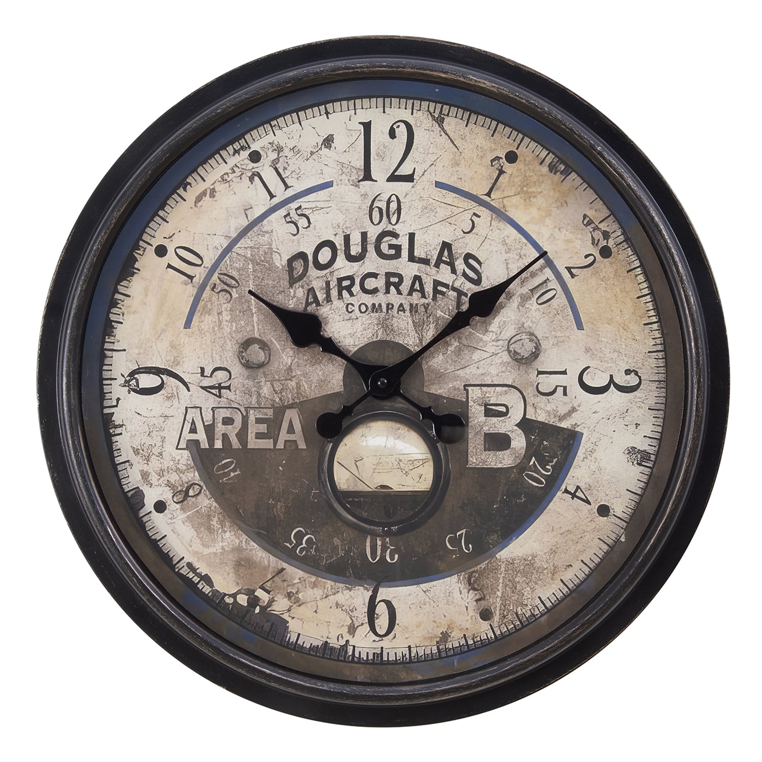 I 9055 - Horloge, 20" Rond, Horloge Murale, Brun Antique, Transitionnel - Simple Boutique
