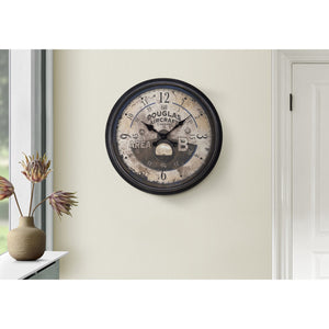 I 9055 - Horloge, 20" Rond, Horloge Murale, Brun Antique, Transitionnel - Simple Boutique