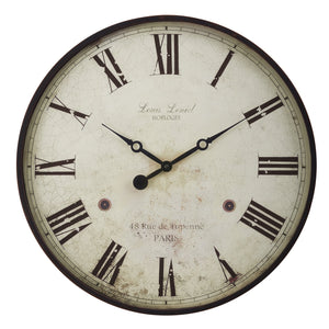 I 9057 - Horloge, 20" Rond, Horloge Murale, Brun Antique, Transitionnel - Simple Boutique